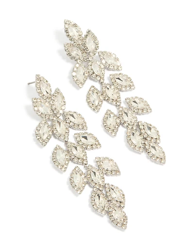 Silver Diamante Gleaming Pear Drop Earrings