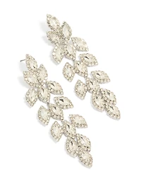 Silver Diamante Gleaming Pear Drop Earrings