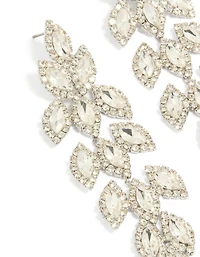 Silver Diamante Gleaming Pear Drop Earrings