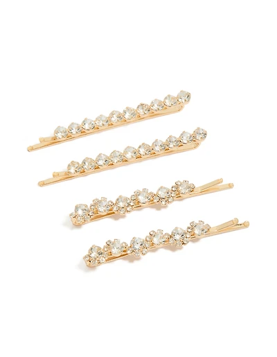 Gold Diamante Hair Clips 4-Pack