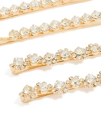 Gold Diamante Hair Clips 4-Pack