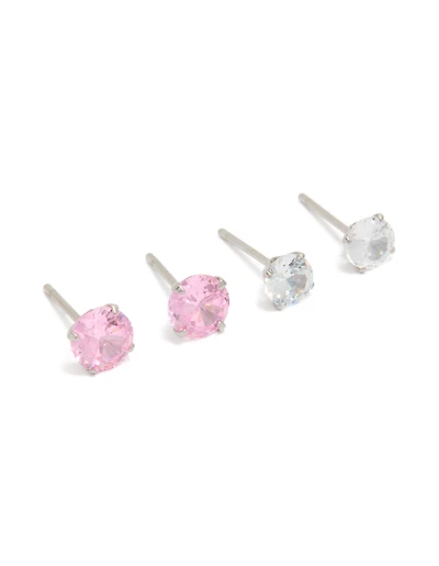 Tweens Waterproof Gold Plated Stainless Steel Cubic Zirconia Earrings Pack