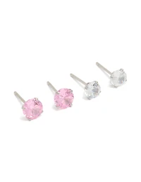 Tweens Waterproof Gold Plated Stainless Steel Cubic Zirconia Earrings Pack