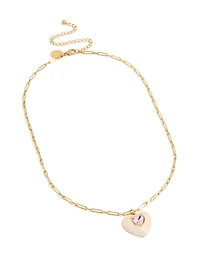 Tweens  Gold Plated Stainless Steel Statement Cream  Enamel Heart Necklace