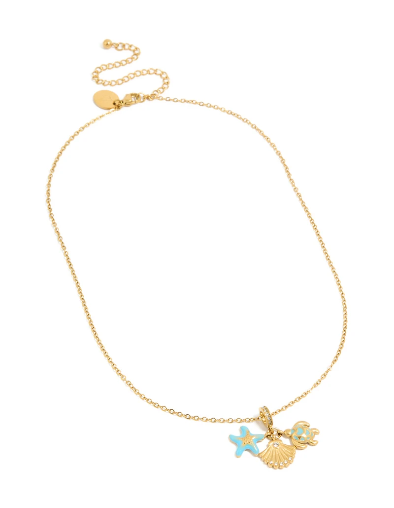 Tweens Gold Plated  Stainless Steel Under The Sea Charm Necklace