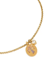 Tweens Gold Plated Stainless Steel Cubic Zirconia & Enamel Ballet Necklace