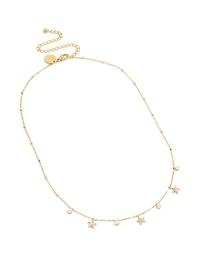 Tweens Gold Plated Stainless Steel Pearl & Starfish Charms Necklace