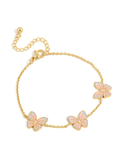 Tweens Gold Plated Stainless Steel Enamel Butterfly Station Bracelet