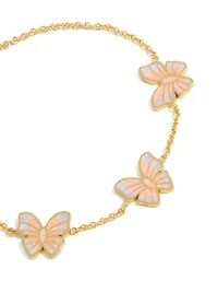 Tweens Gold Plated Stainless Steel Enamel Butterfly Station Bracelet