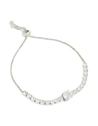 Tweens Stainless Steel Round Cubic Zirconia Toggle Bracelet