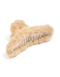 Tweens Brown Playful Fluffy Fabric Claw Clip