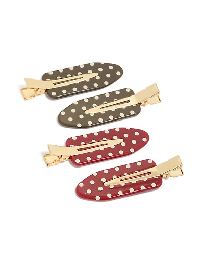 Tweens Brown & Red Acrylic Spotted  Creaseless Clips Pack