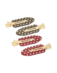 Tweens Brown & Red Acrylic Spotted  Creaseless Clips Pack