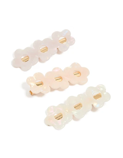 Tweens Acrylic Triple Flower Hair Clips 3-Pack