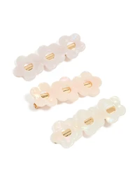 Tweens Acrylic Triple Flower Hair Clips 3-Pack
