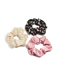 Tweens Pink & Cream Floral Scrunchies 3-Pack