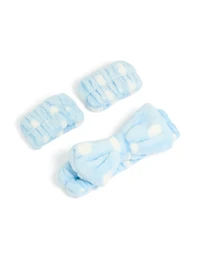 Tweens Blue White Spotted Wristband & Headband Set