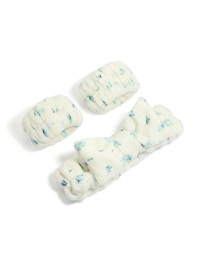 Tweens Printed Flower Wristband & Fabric Headband Set