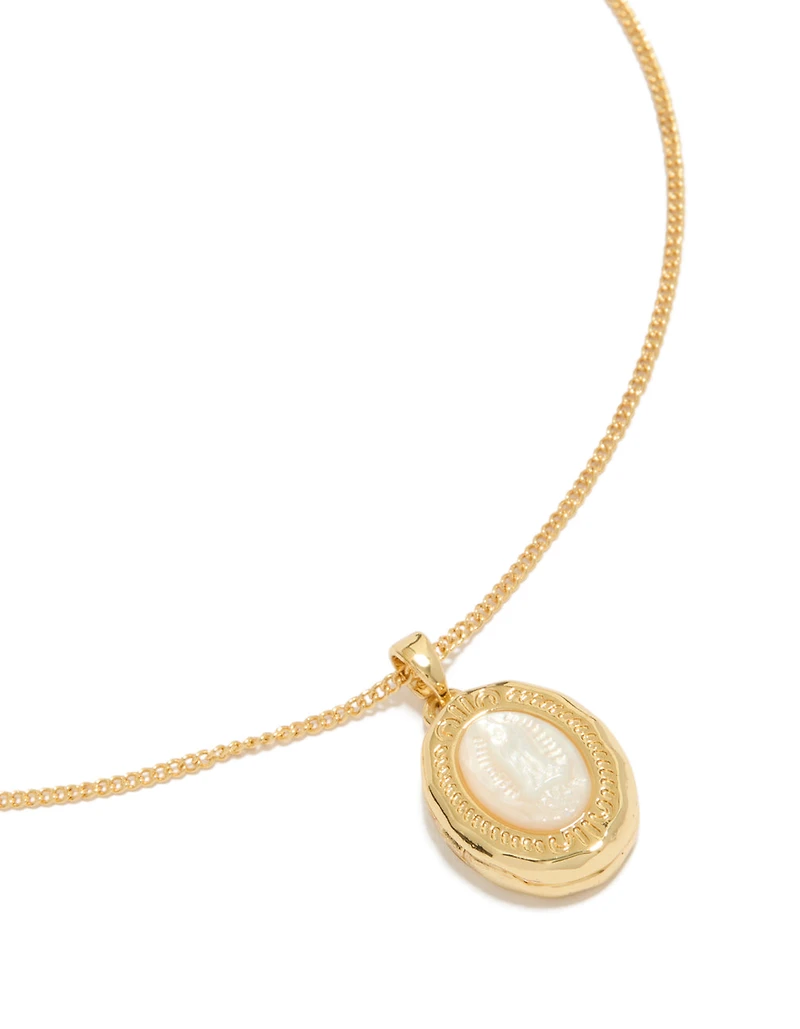 Collier médaillon Mary en coquillage plaqué or