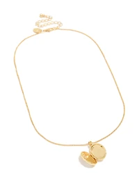 Gold Plated Shell Mary Locket Necklace