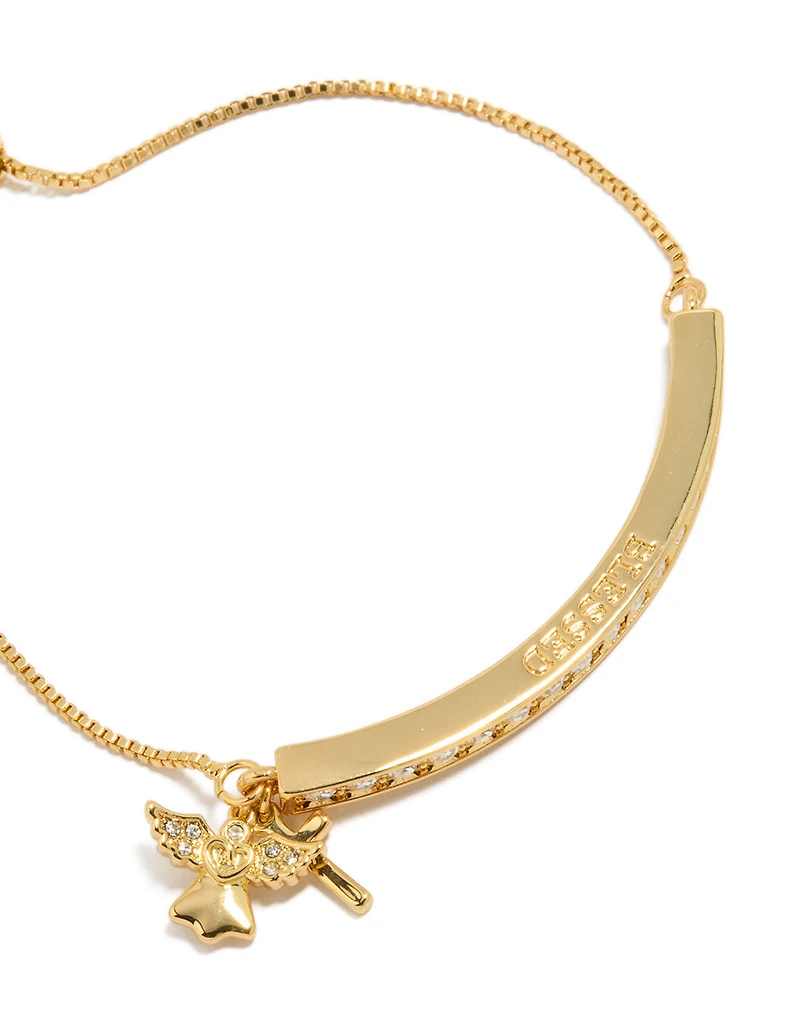 Gold Plated Cubic Zirconia Angel Toggle Bangle