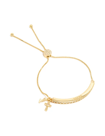 Gold Plated Cubic Zirconia Faith Toggle Bangle