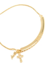 Gold Plated Cubic Zirconia Faith Toggle Bangle
