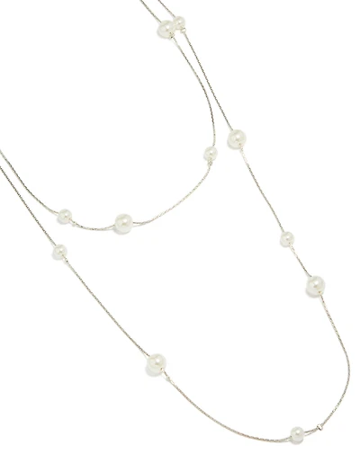 Silver Pearl Layered Necklace