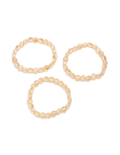Amber Beaded Stretch Bracelets 3-Pack
