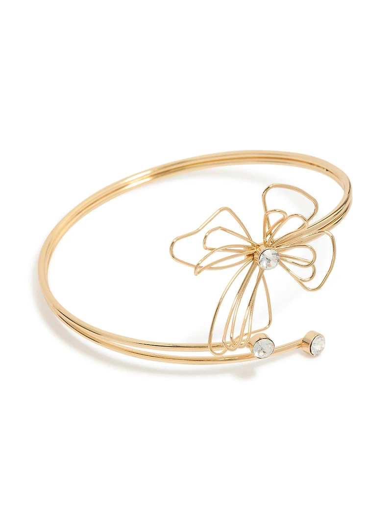 Gold Diamante Wire Butterfly Arm Cuff