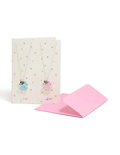 Kids Silver Best Friends Paw Shaker Necklaces 2-Pack