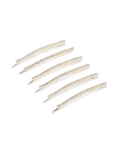 Silver Mini Diamante Pins 6-Pack