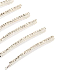 Silver Mini Diamante Pins 6-Pack