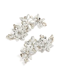 Silver Diamante Flower Clips Pack