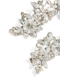 Silver Diamante Flower Clips Pack