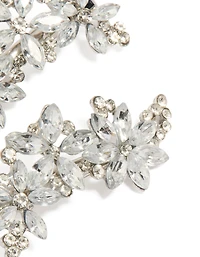 Silver Diamante Flower Clips Pack