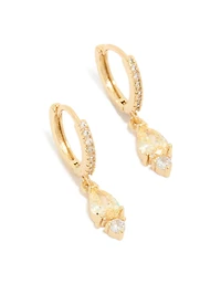 Gold Plated Yellow Cubic Zirconia Huggie Earrings