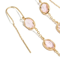 Gold Plated Oval Pink Diamantes Thread Through Earrings
