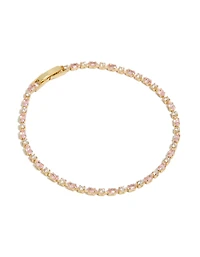 Gold Plated Pink & Clear Cubic Zirconia Mixed Cut Tennis Bracelet