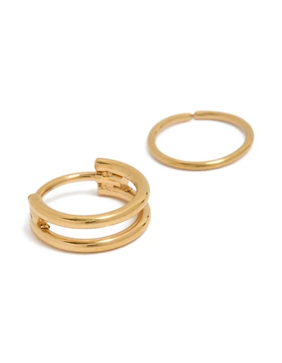 Gold Plated Surgical Steel Double Hinged Nose Rings Pack