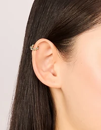 Gold Plated Titanium Blue Cubic Zirconia Vine Clicker Ring
