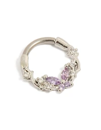 Titanium Lilac Cubic Zirconia Butterfly Clicker Ring