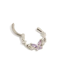 Titanium Lilac Cubic Zirconia Butterfly Clicker Ring