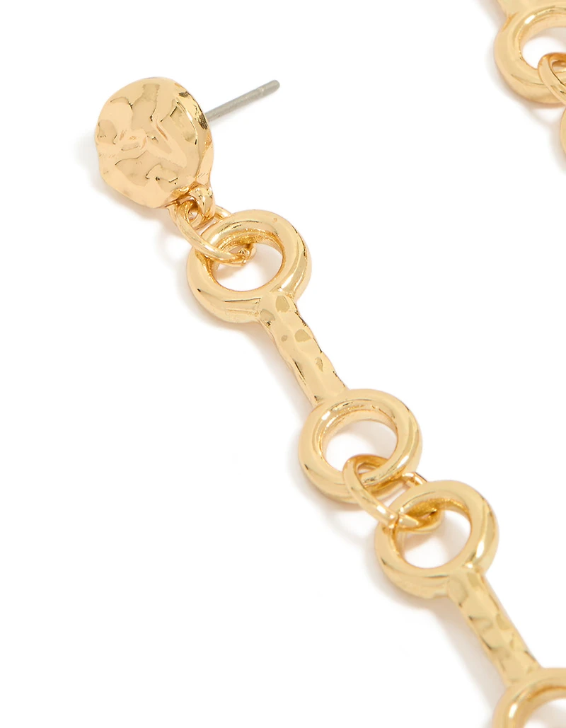 Boucles d'oreilles pendantes longues en chaîne plaquée or.