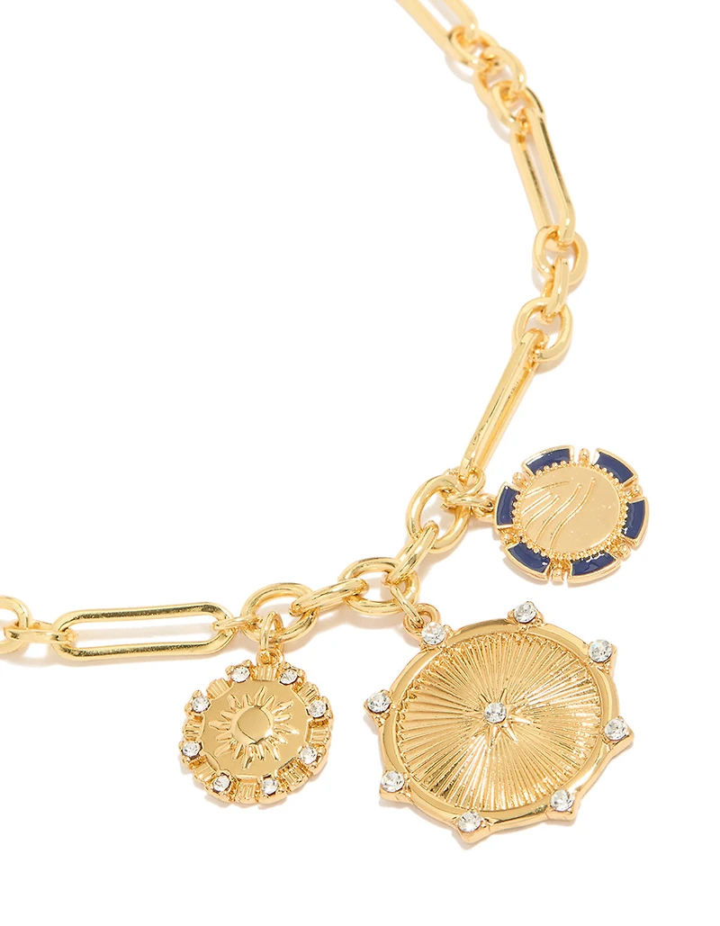 Collier avec breloques en forme de trombone plaqué or