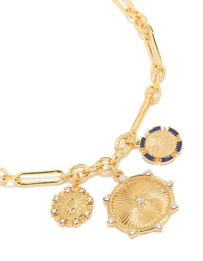 Collier avec breloques en forme de trombone plaqué or
