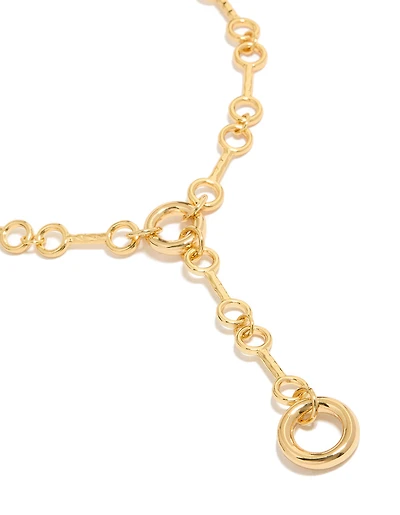 Gold Plated Multi Organic Circle Y-Necklace