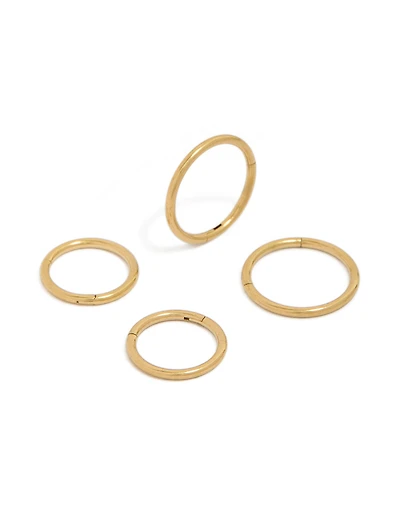 Mens Waterproof Gold Plated Stainless Steel Mixed Size Sleeper Earrings 2-Pack