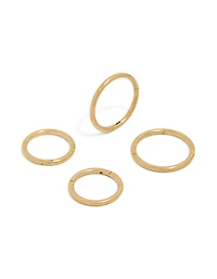 Mens Waterproof Gold Plated Stainless Steel Mixed Size Sleeper Earrings 2-Pack