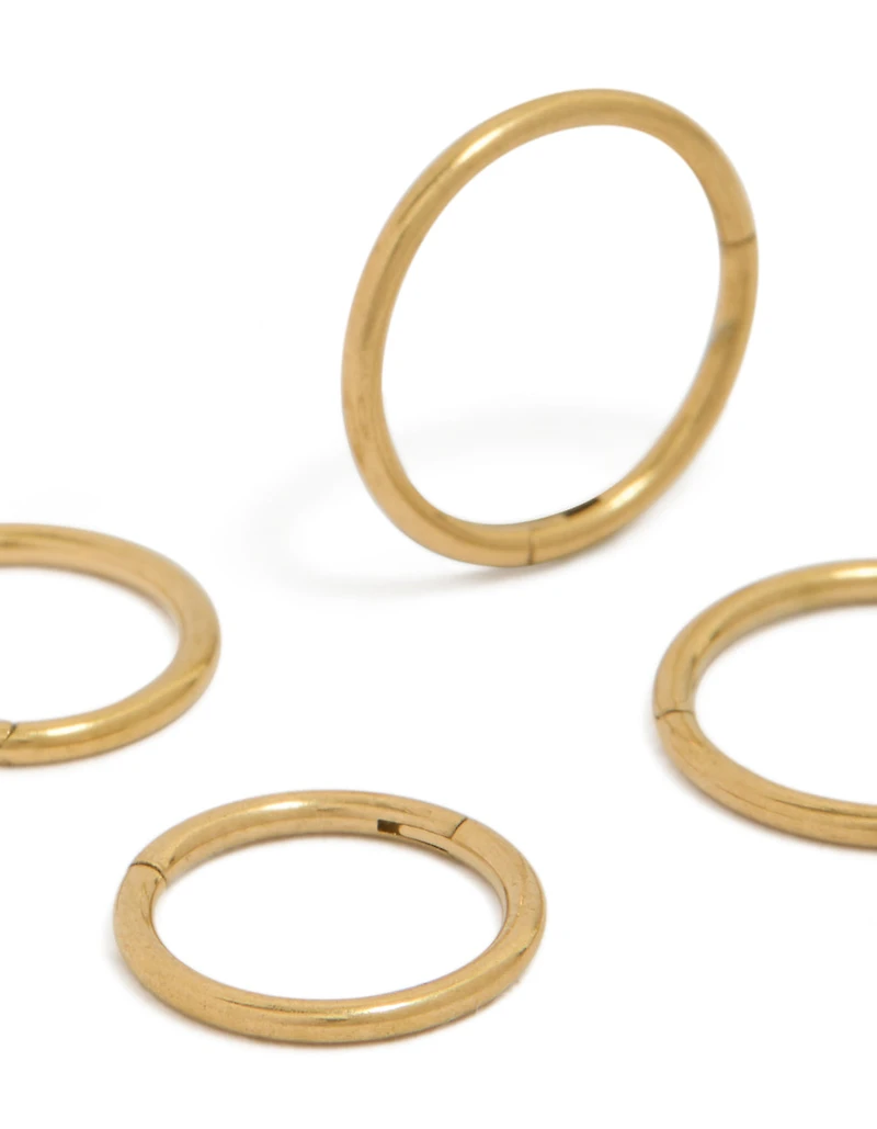 Mens Waterproof Gold Plated Stainless Steel Mixed Size Sleeper Earrings 2-Pack